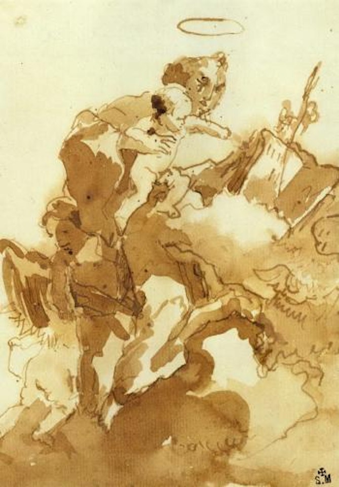 St. Francis of Assisi with putti among clouds by Giovanni Domenico Tiepolo