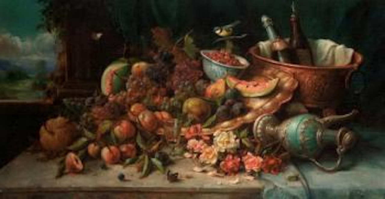 Cornucopia of fruit and flowers by Hans Zatzka