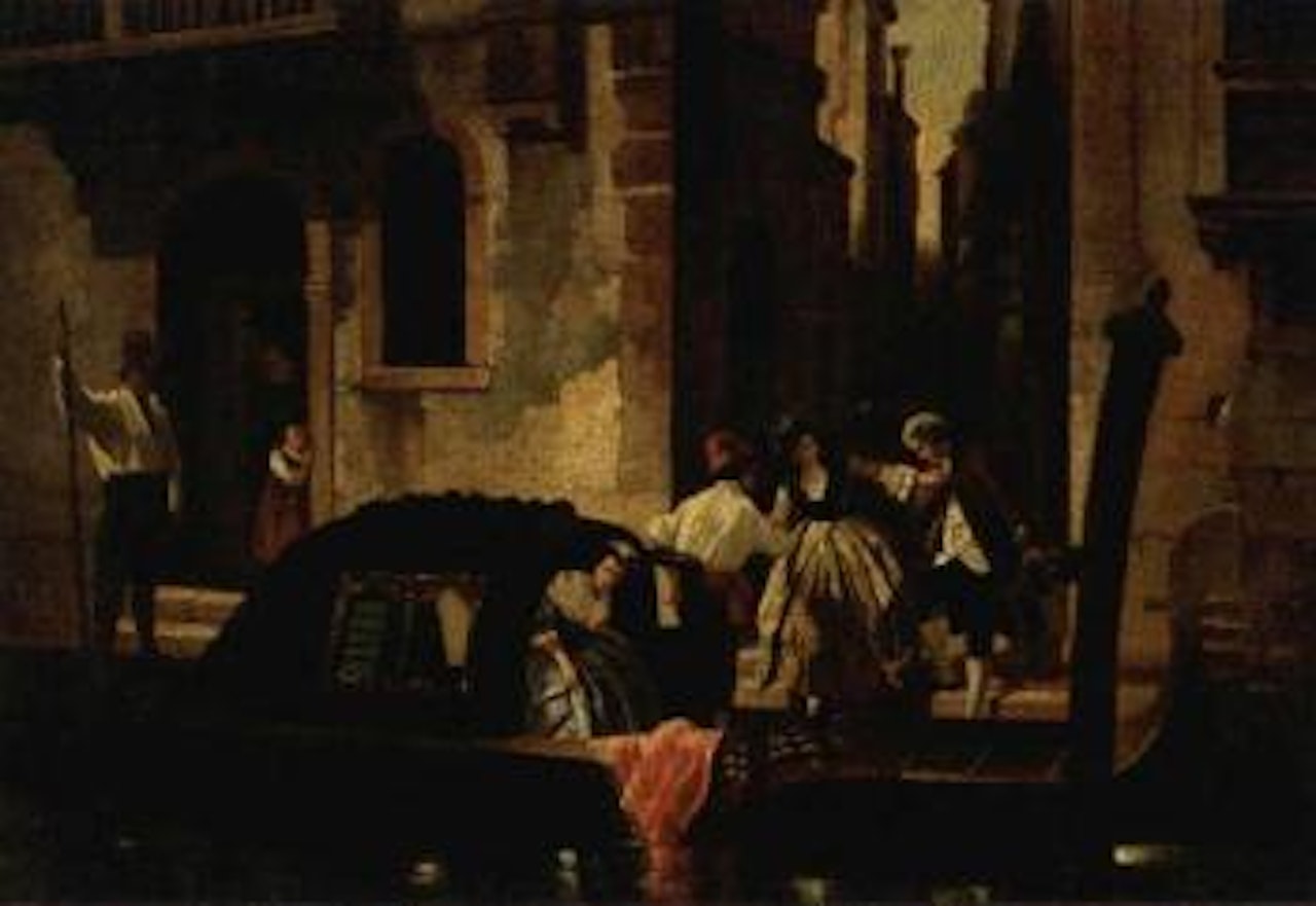 The departure by gondola by Italian School