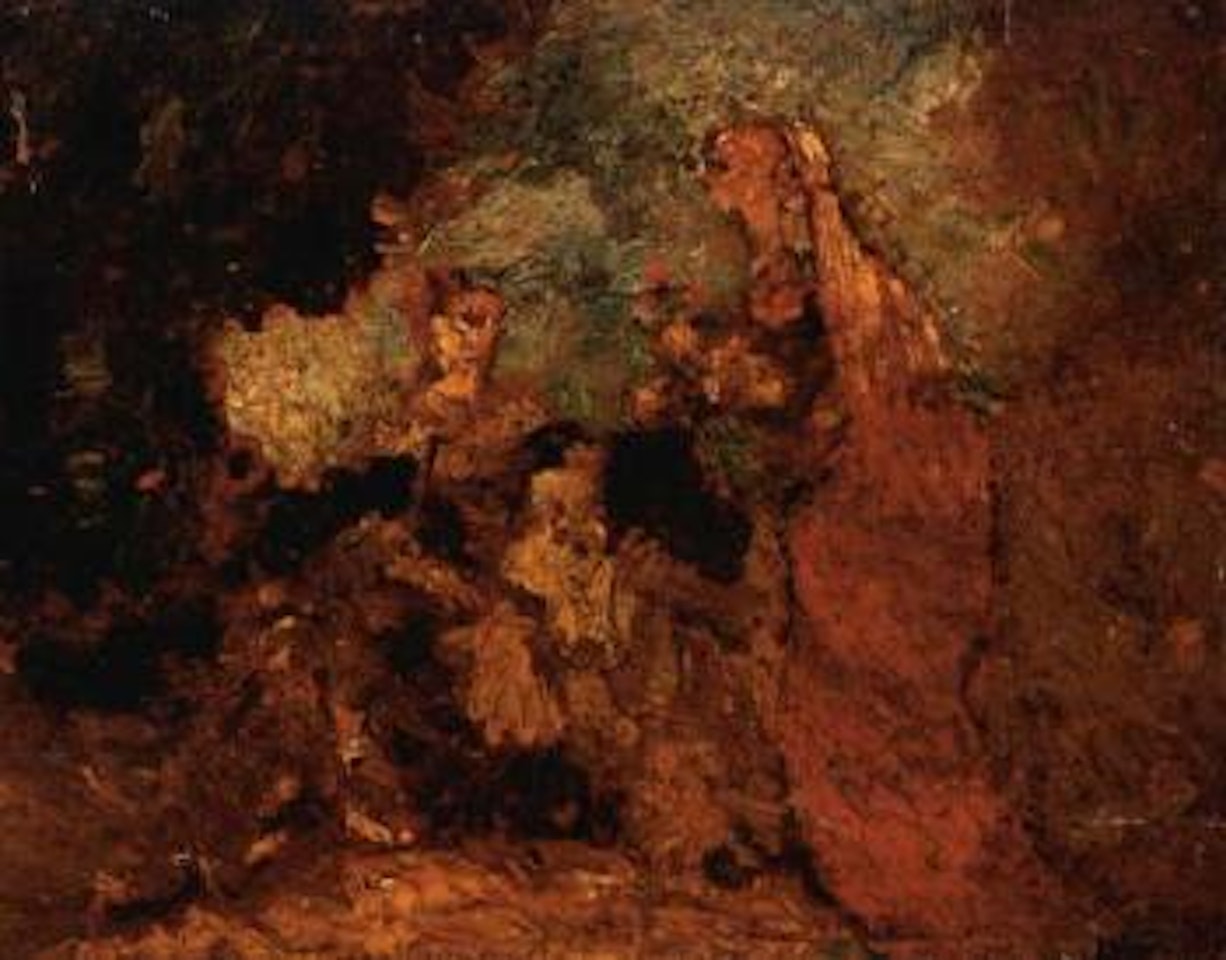 Ladies in garden by Adolphe Monticelli