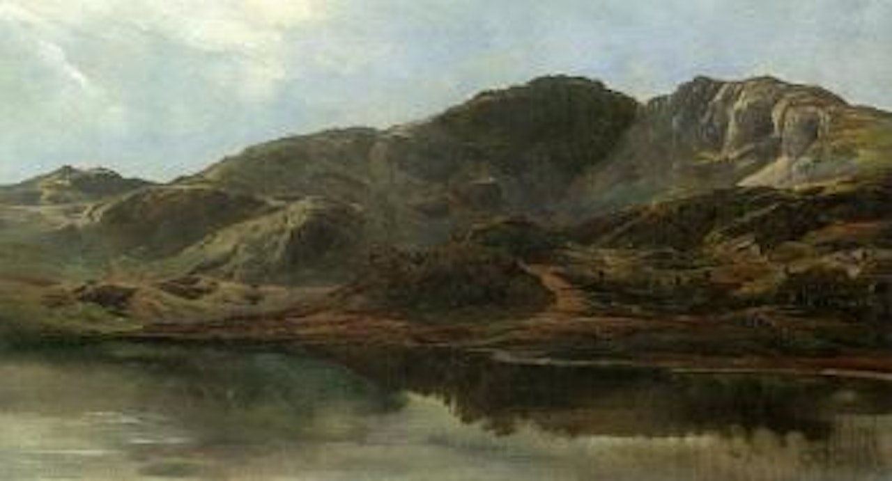 Landscape with a lake and mountains beyond by Sidney Richard Percy