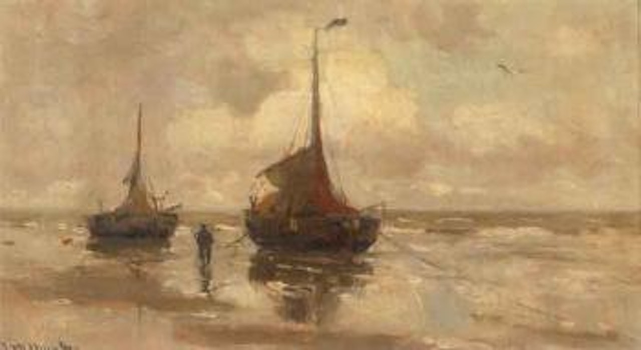 Boats on beach by Gerhard Arij Ludwig Morgenstjerne Munthe