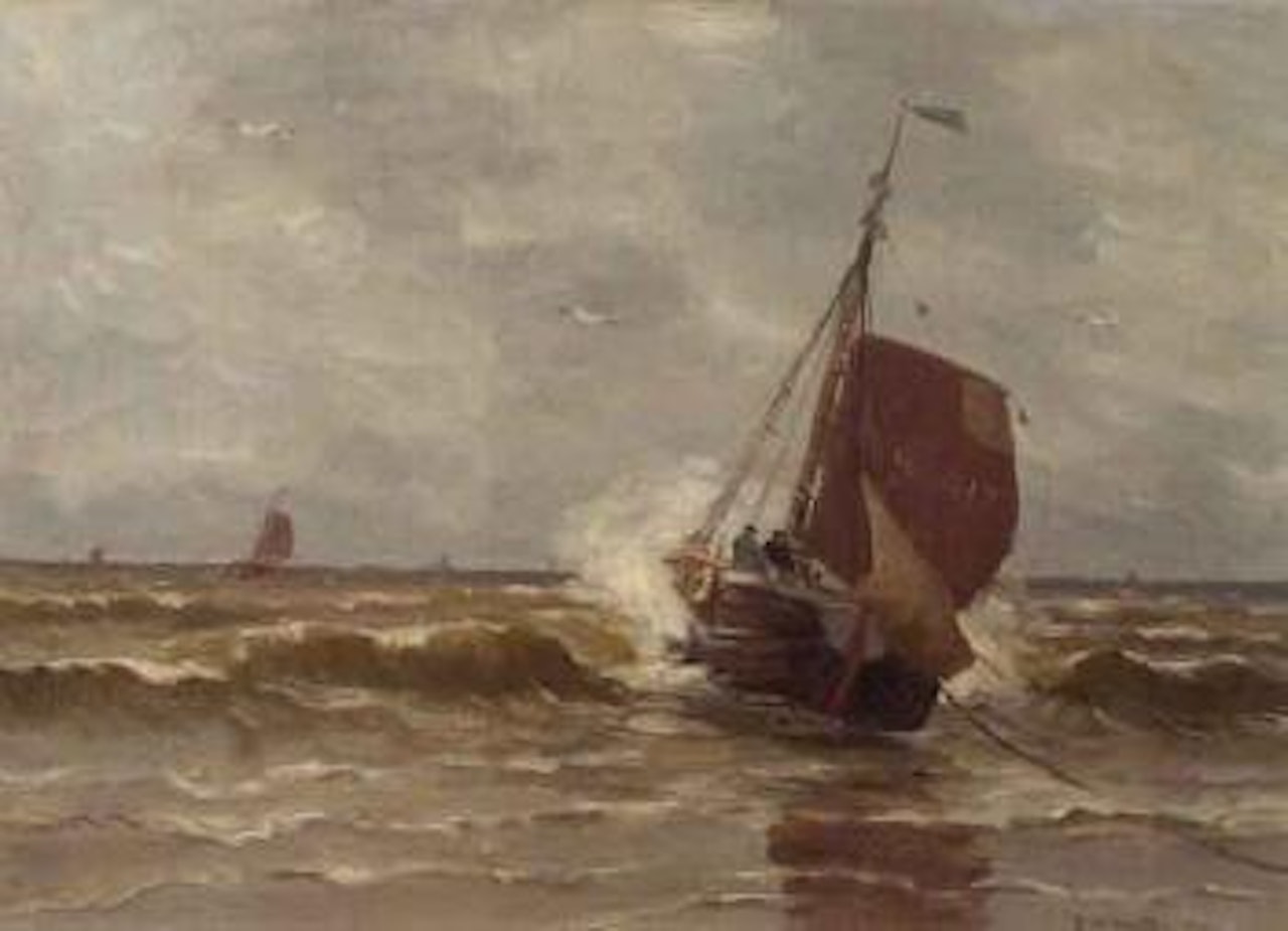 Arrival of the Scheveningen 17 sailing boat by Gerhard Arij Ludwig Morgenstjerne Munthe