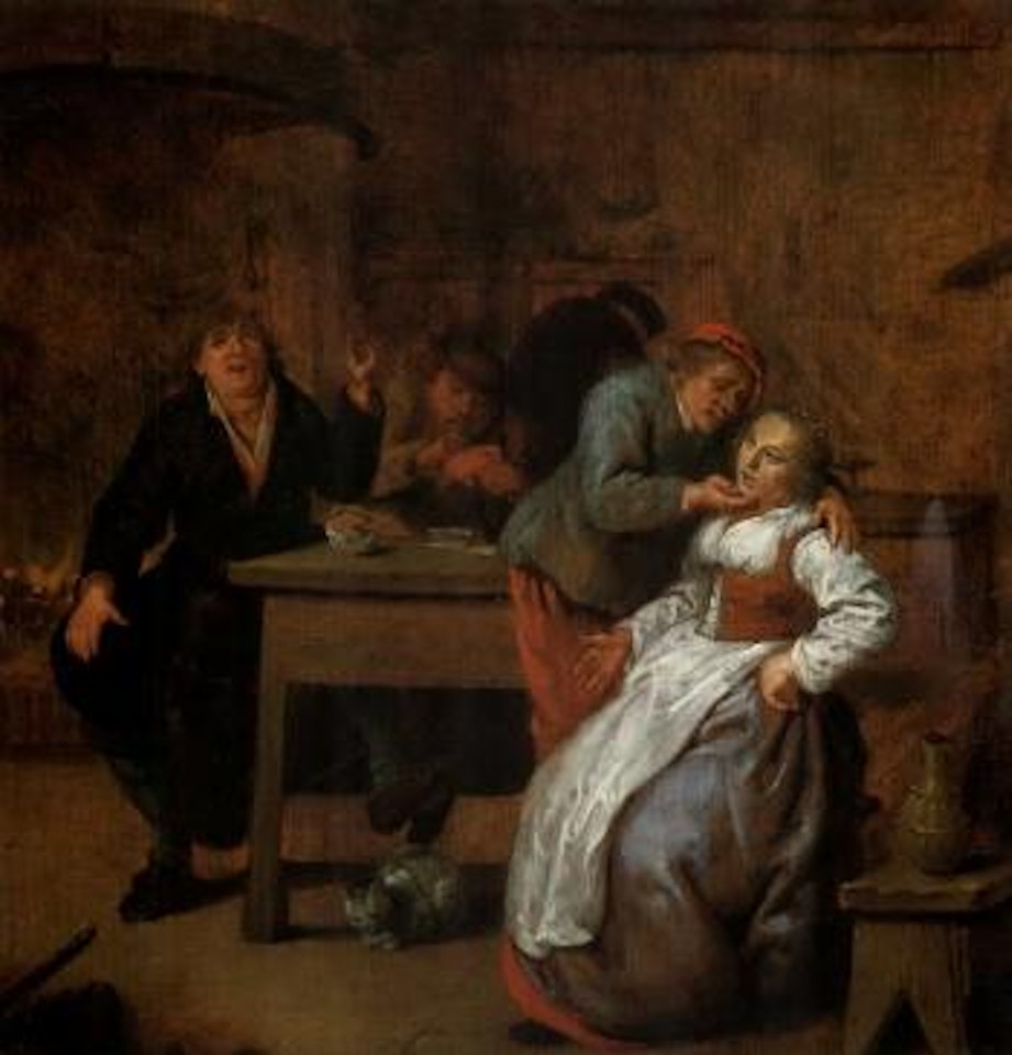 Peasants in inn with courting couple by Jan Miense Molenaer