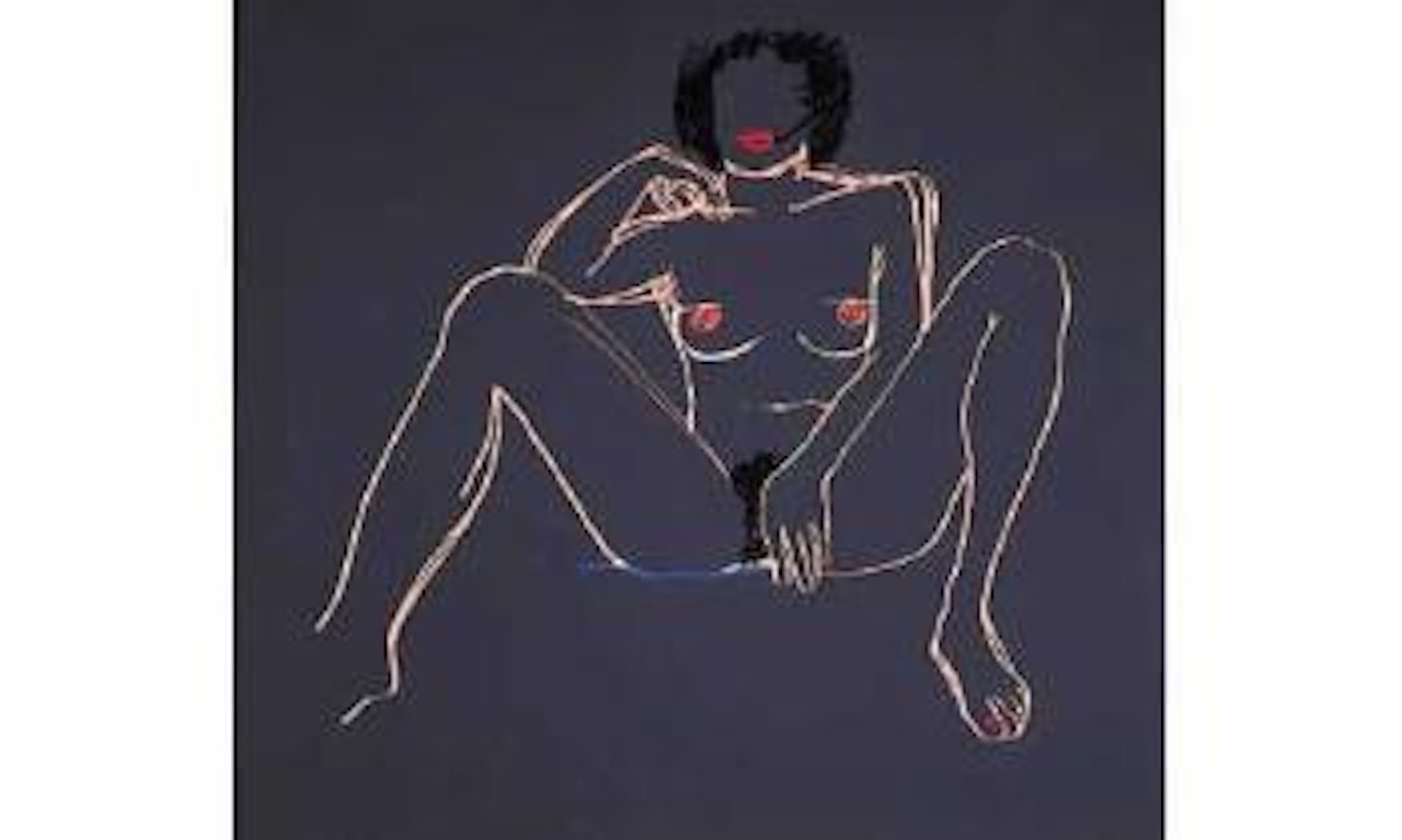 Monica sitting with legs spread by Tom Wesselmann