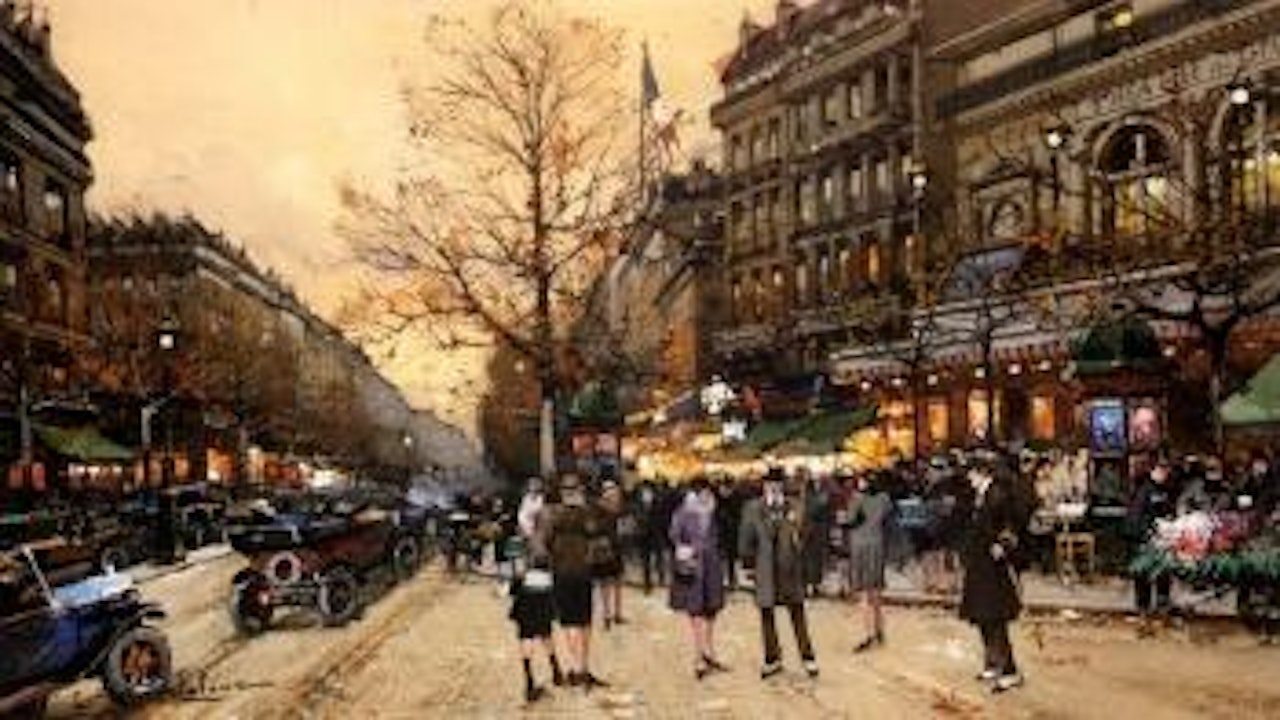 Le theatre du gymnase by Eugene Galien-Laloue