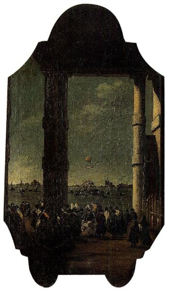 Venice, view from the Portico of the Punta della Dogana. View of harbour by Francesco Guardi