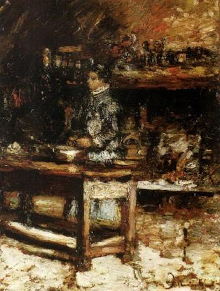 Madame Dufour in kitchen by Adolphe Monticelli