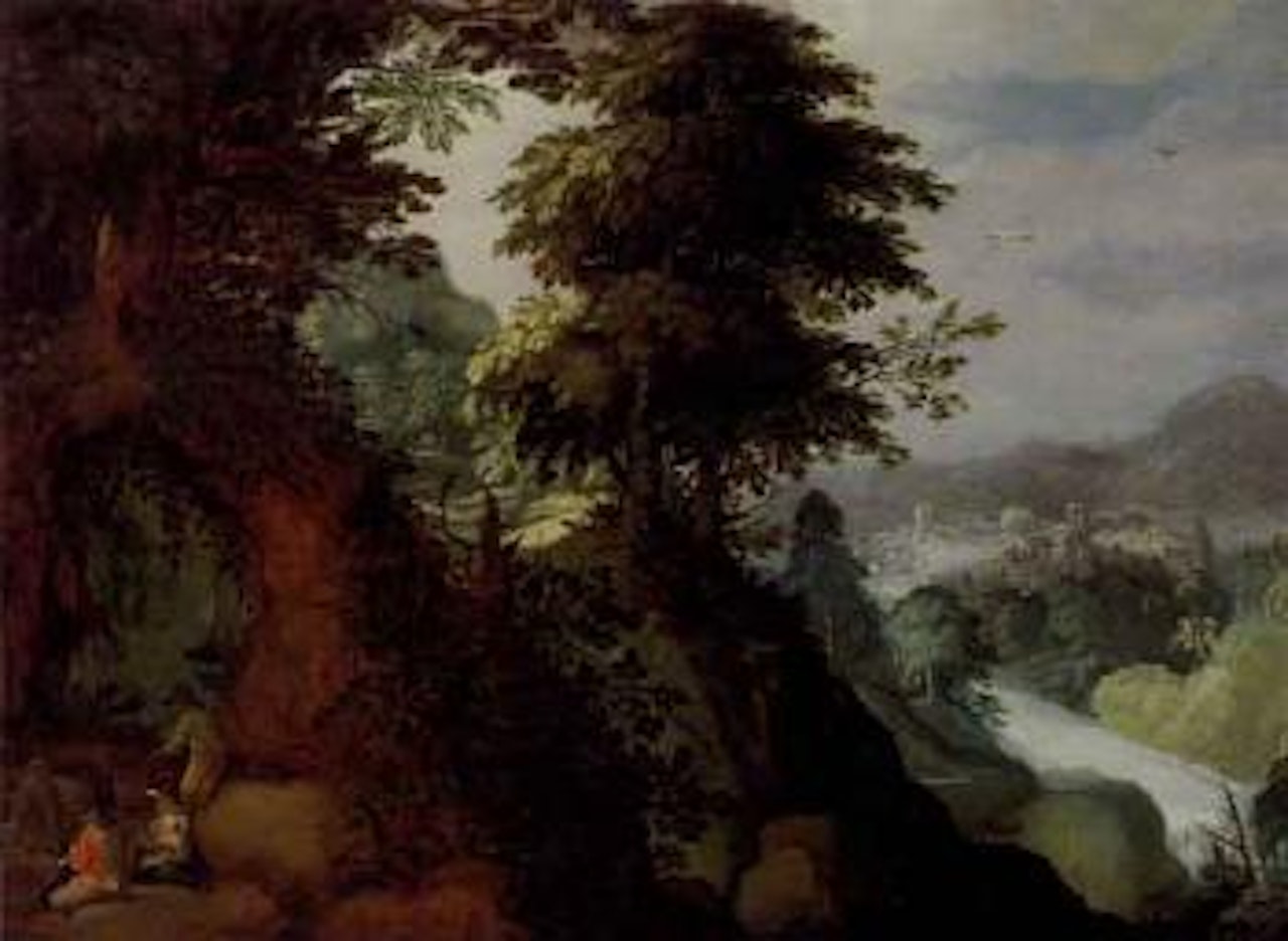 Conversation sur fond de paysage by Paul Bril