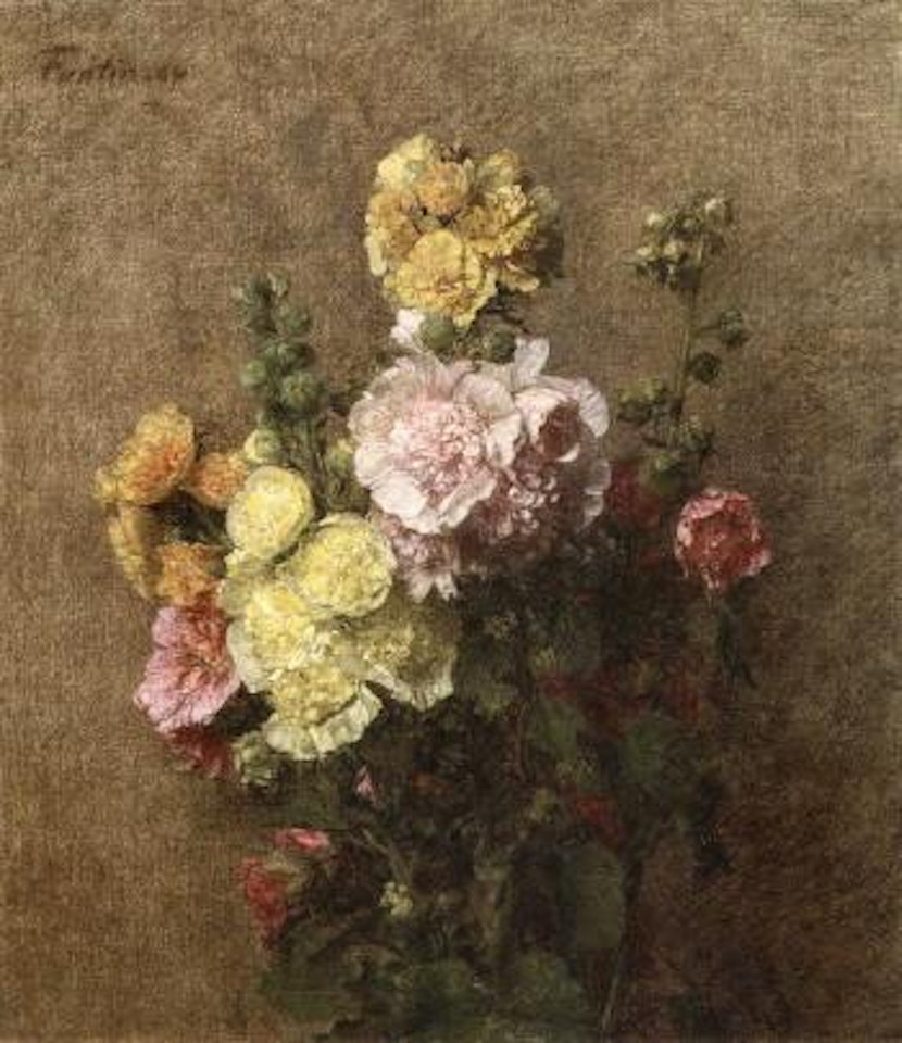 Roses tremieres sans vase by Henri Fantin-Latour