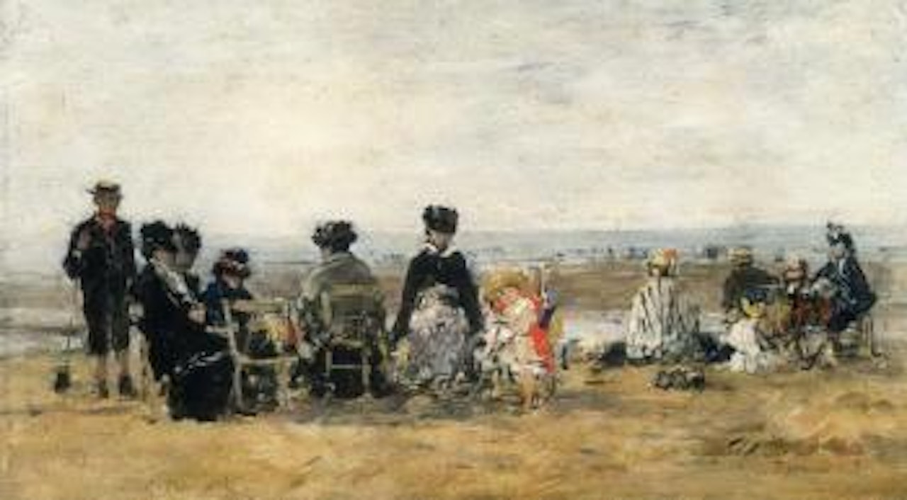 Trouville, une famille sur la plage by Eugène Boudin