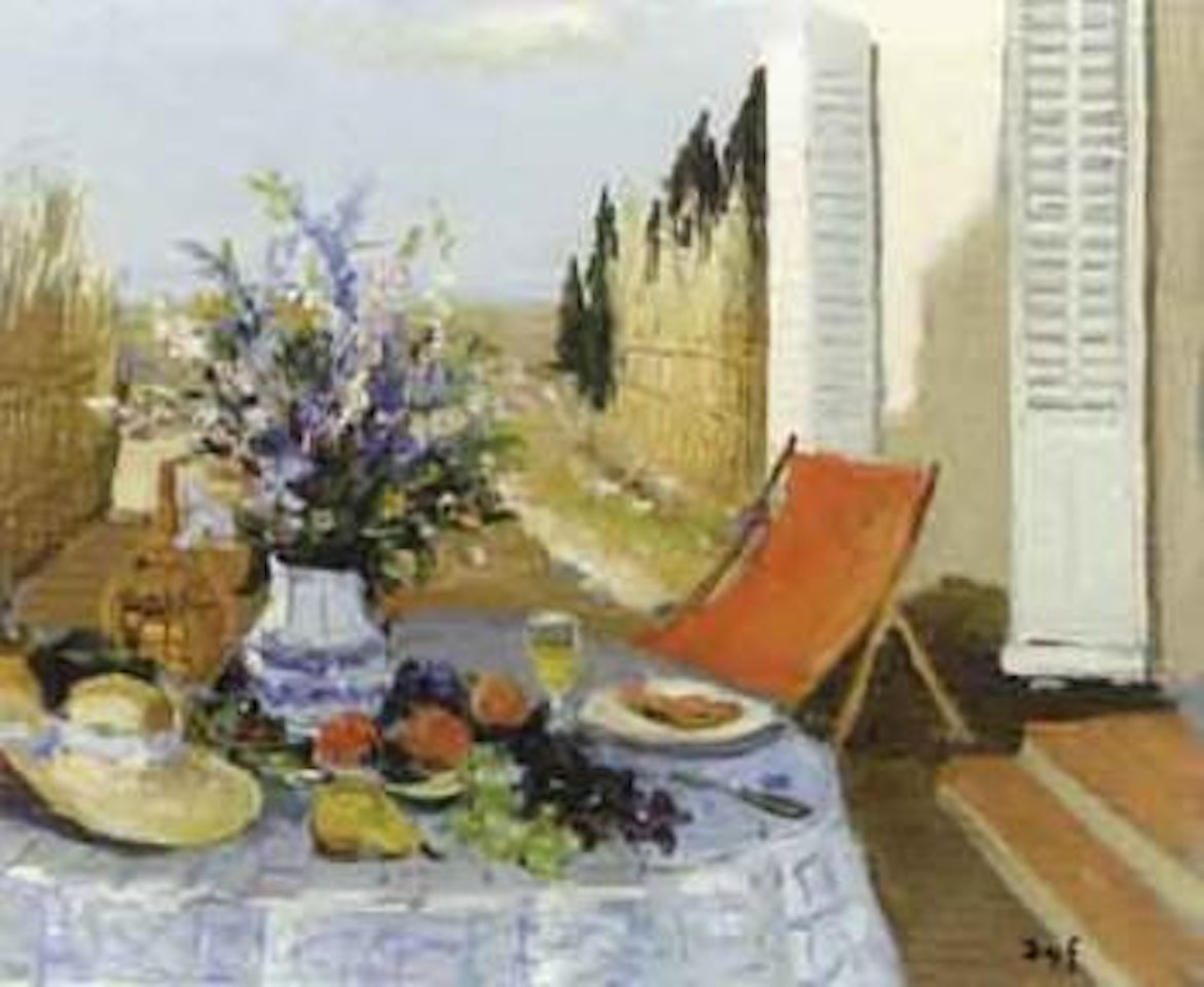 Composition nature morte sur la terrassw de l'atelier de Dyf a Cannes by Marcel Dyf