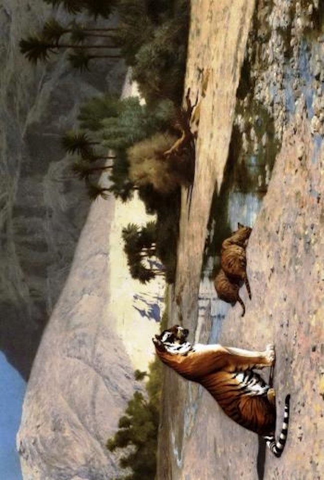 Thirst - tigress and cubs by Jean Léon Gérome