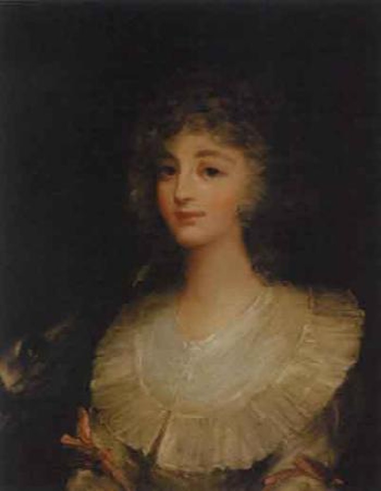 Portrait of lady in white dress by English School