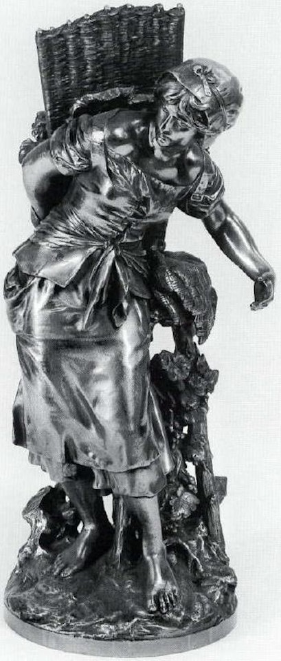 Young woman picking grapes by Mathurin Moreau