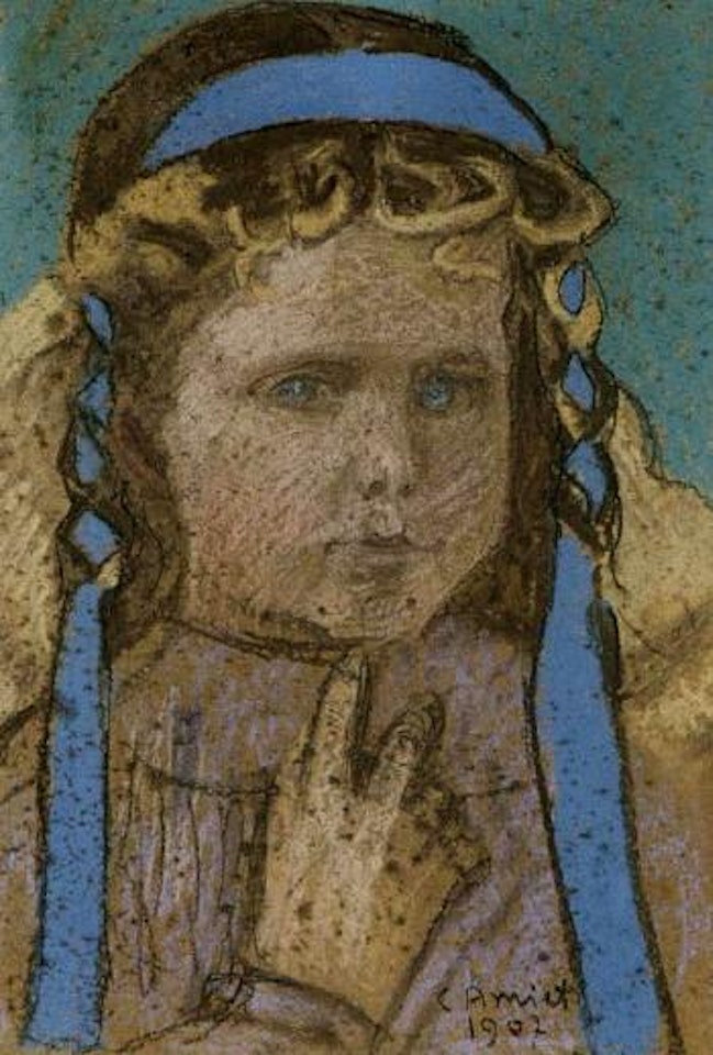 Portrait of girl wearing blue headband by Cuno Amiet