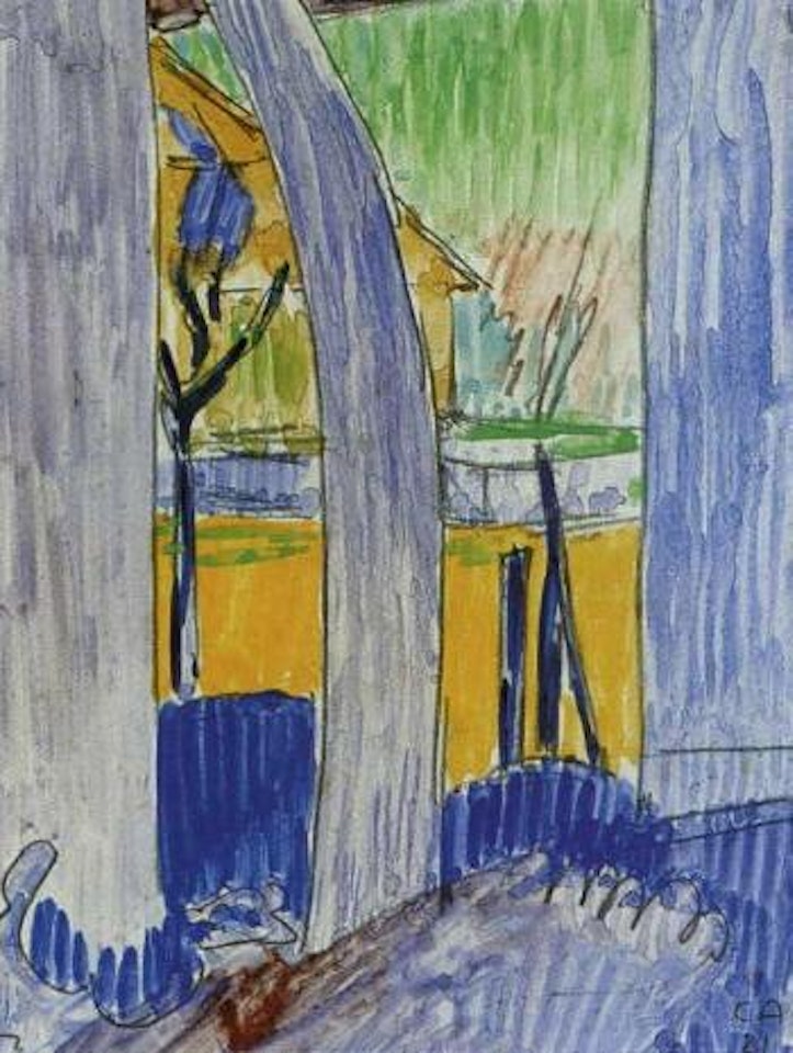 Obscured view of farmhouse at Oschwand by Cuno Amiet