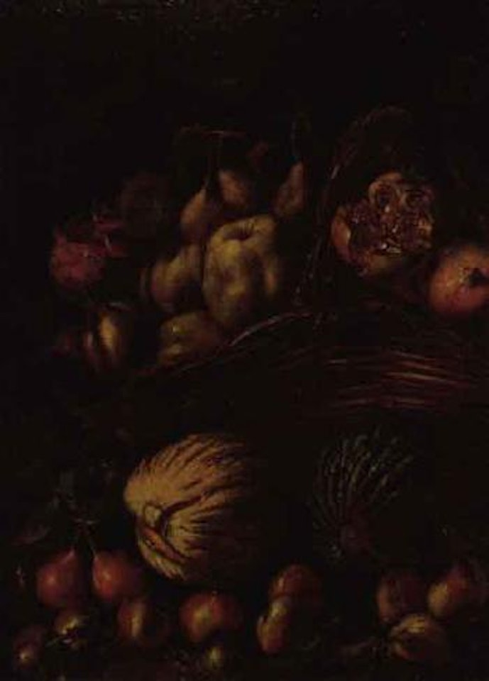 Still life with pomegranates and pumpkins by Italian School