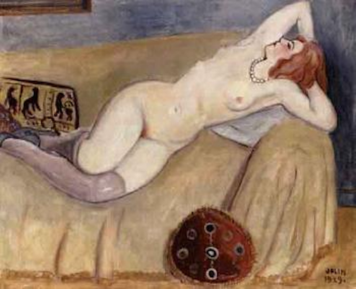 Model on yellow sofa by Einar Jolin