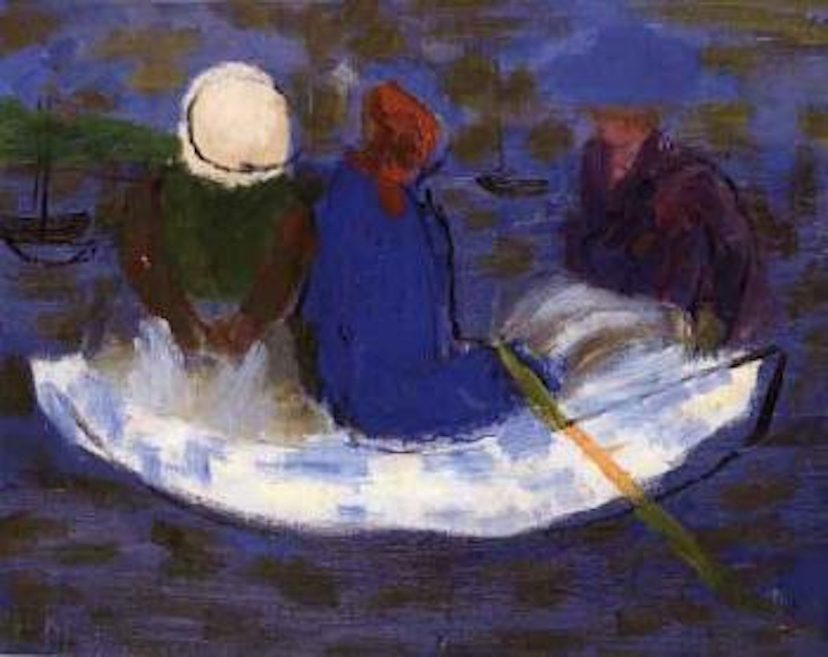 Figures in rowing boat by Ragnar Sandberg
