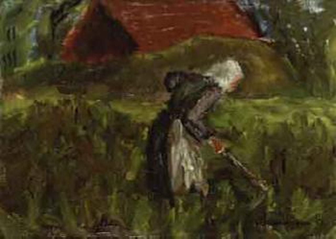 Peasant woman in field by Ivan Ivarson