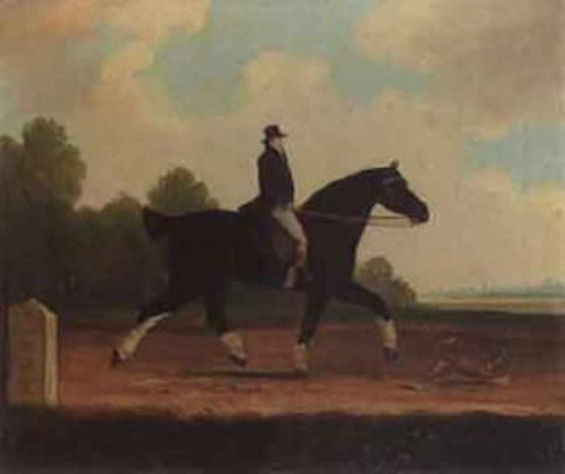 Black Tom trotting along the Chelmsford road, ridden by John Johnstone by English School