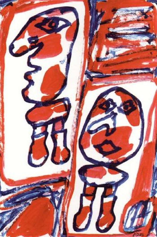 Site aleatoire avec deux personnages by Jean Dubuffet