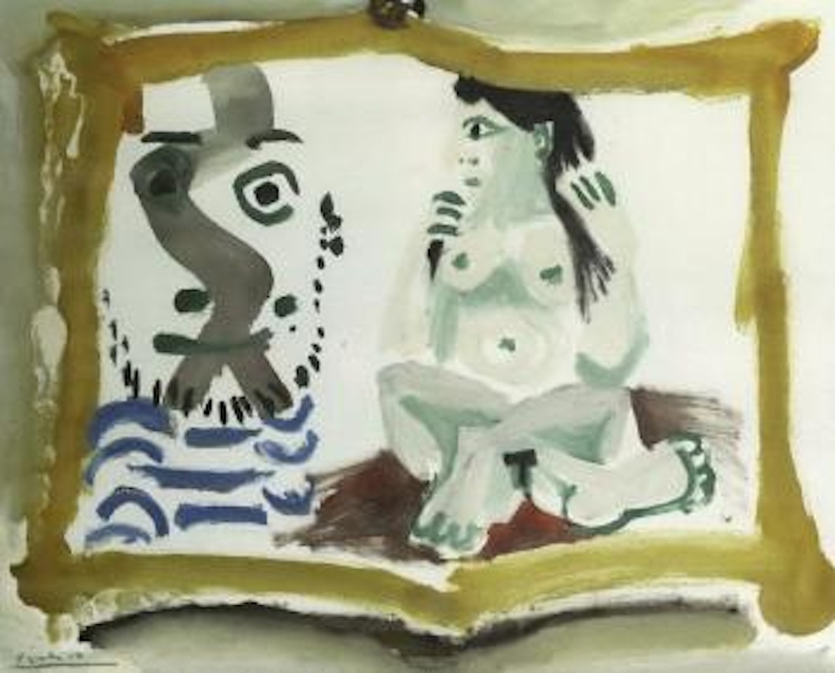 Tete d'homme et nu assis by Pablo Picasso