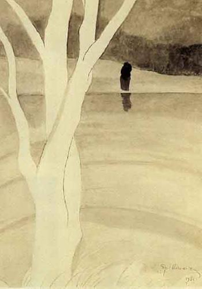 Dark figure by river by Léon Spilliaert