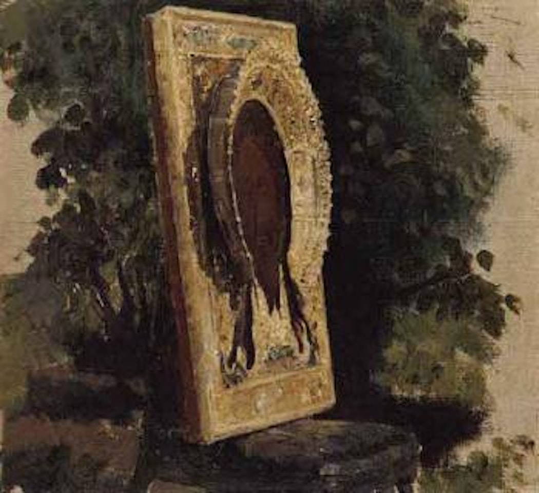 Study of icon resting on chair by Ilya Yefimovich Repin