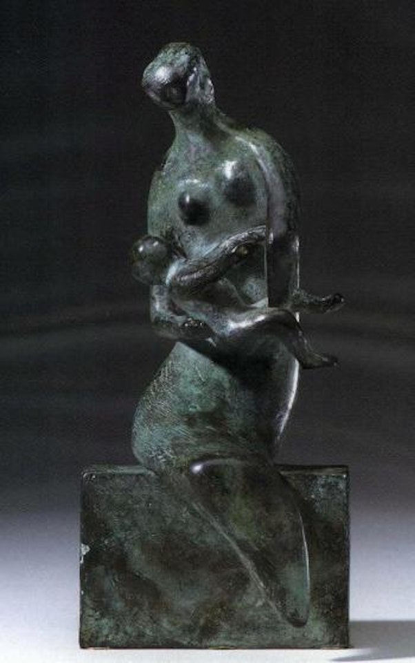 Maquette for curved Mother and child by Henry Moore