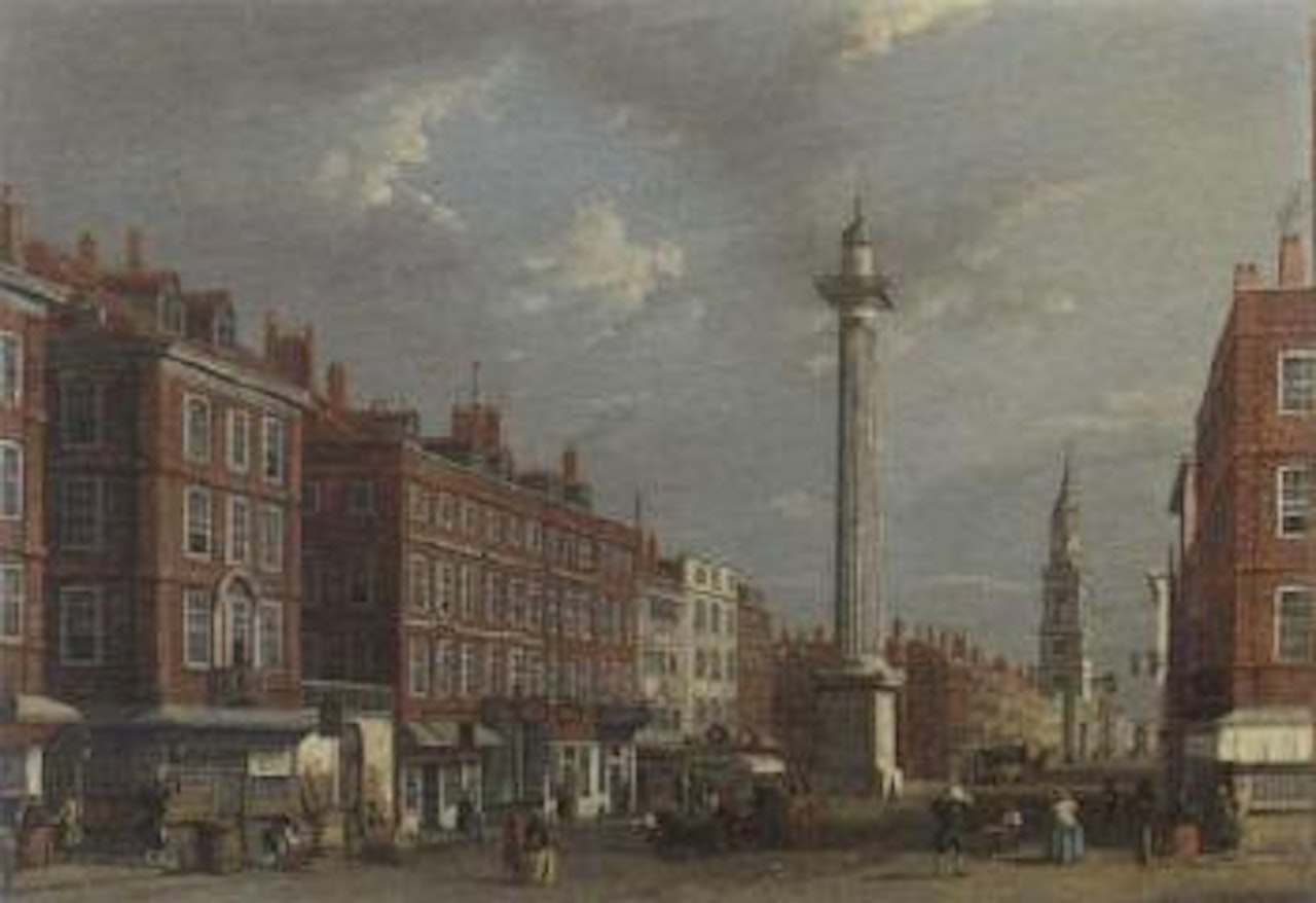 View of the Monument from Gracechurch Street looking towards Fish Street Hill by Canaletto