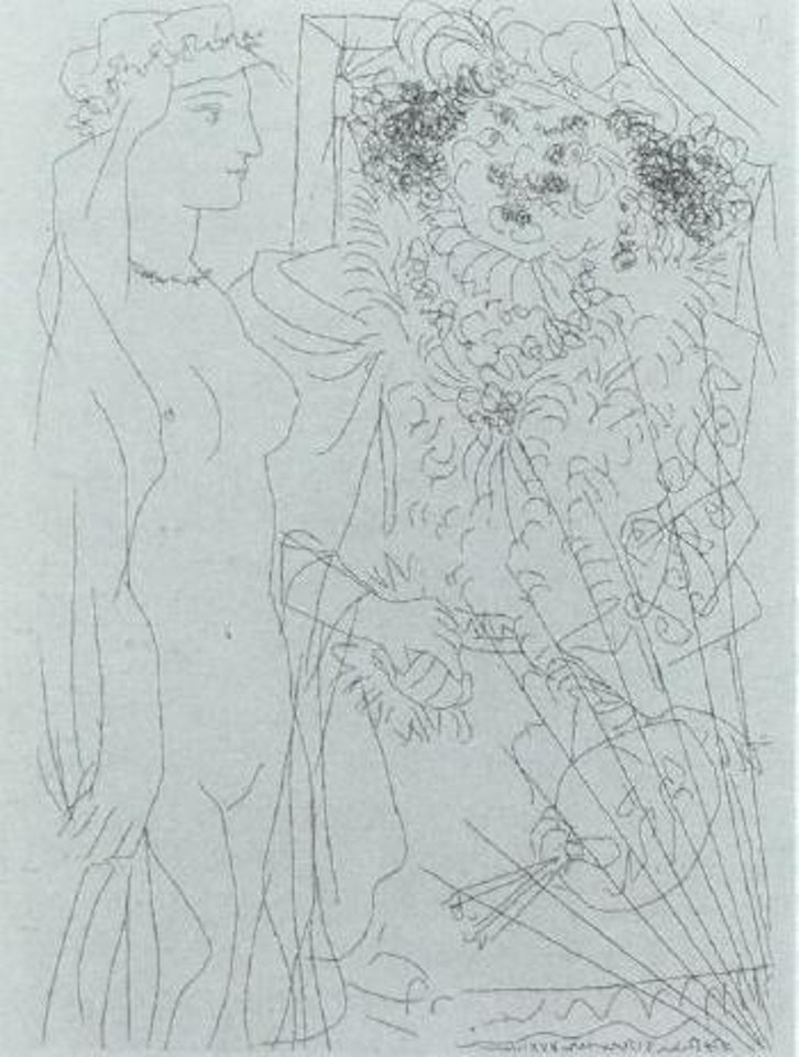 Rembrandt et femme au voile by Pablo Picasso