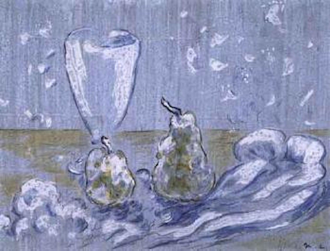 Still life with pears and glass by Mikhail Larionov