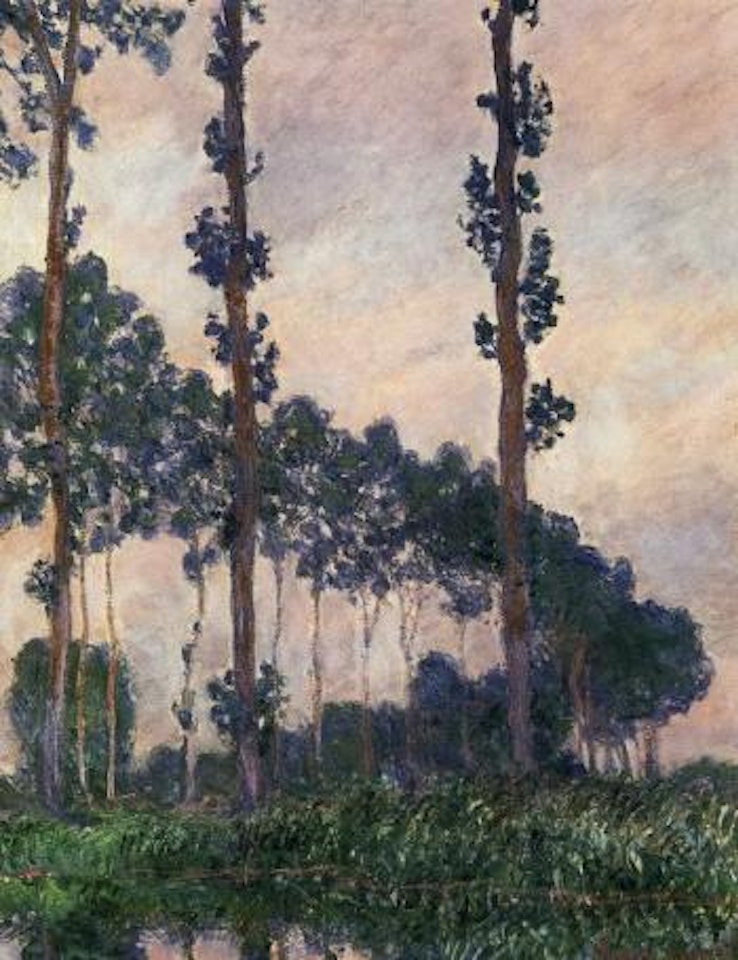 Les trois peupliers, temps gris by Claude Monet