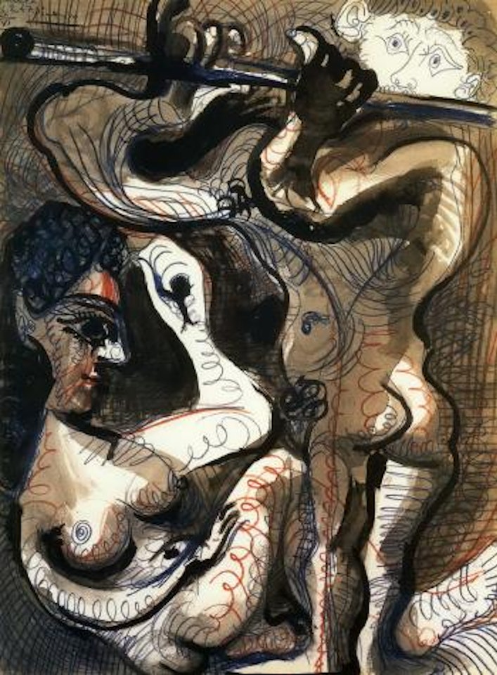 Nu assis et flutiste by Pablo Picasso