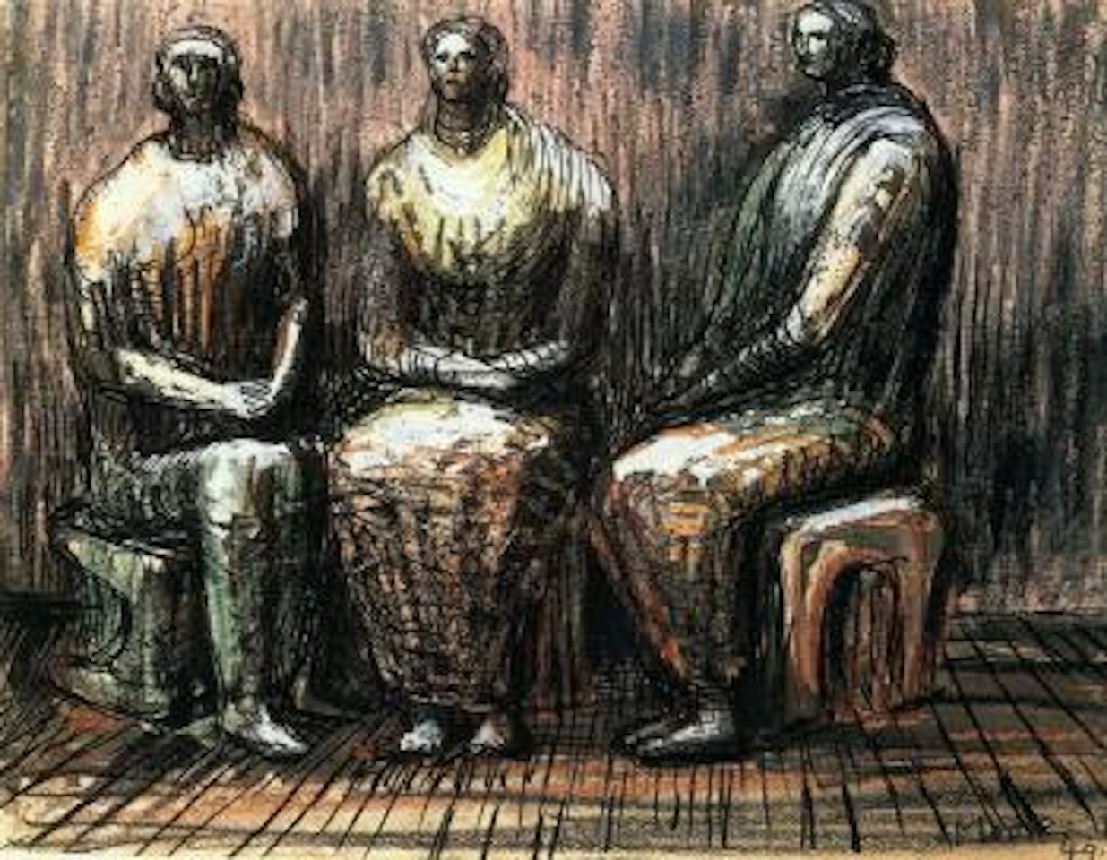 Three seated women by Henry Moore