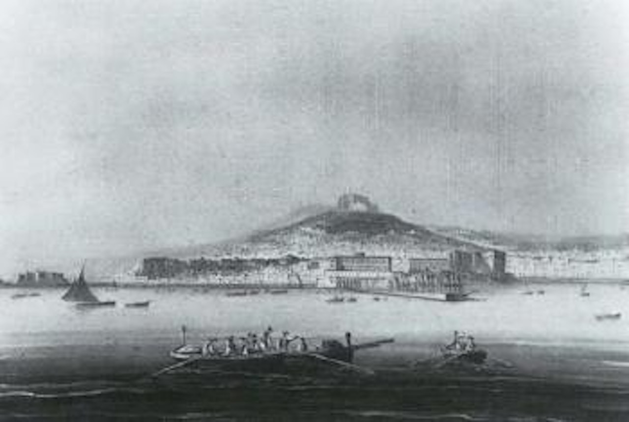Naples from the sea by Neapolitan School