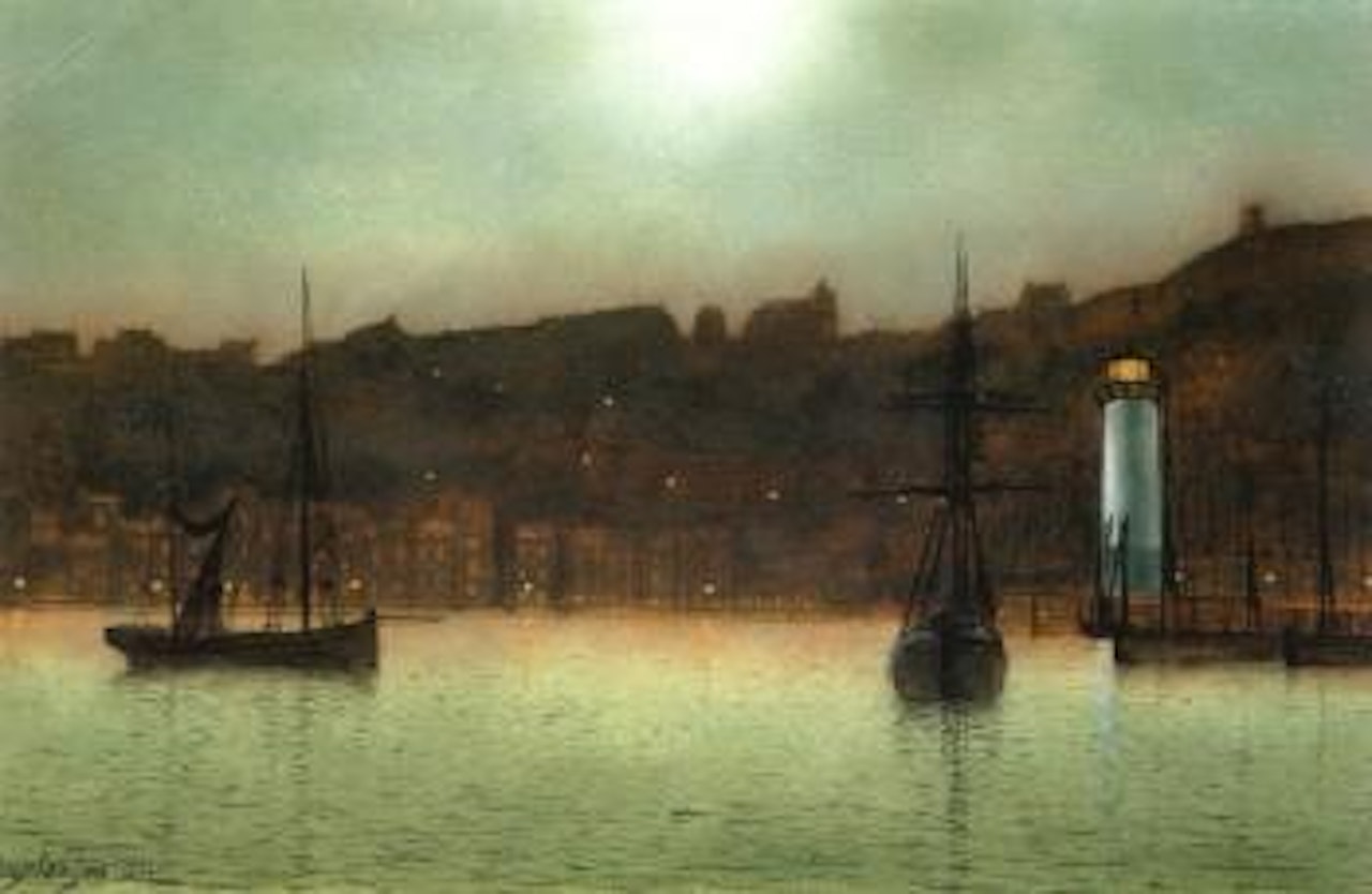 Scarborough Harbour by moonlight by John Atkinson Grimshaw