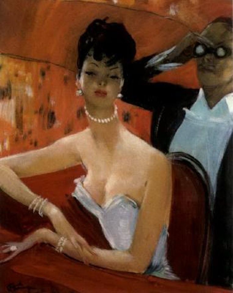Woman in box at opera by Jean Gabriel Domergue