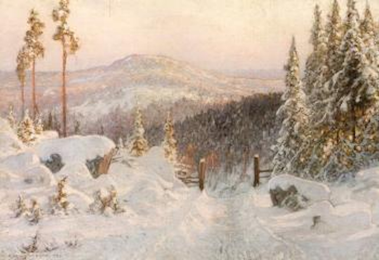 Sunny winter landscape by Anshelm Schultzberg