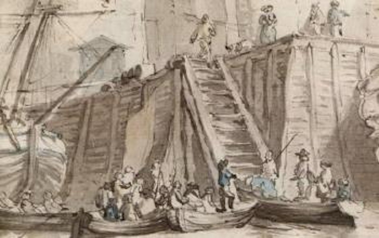 Harbour scene by Thomas Girtin
