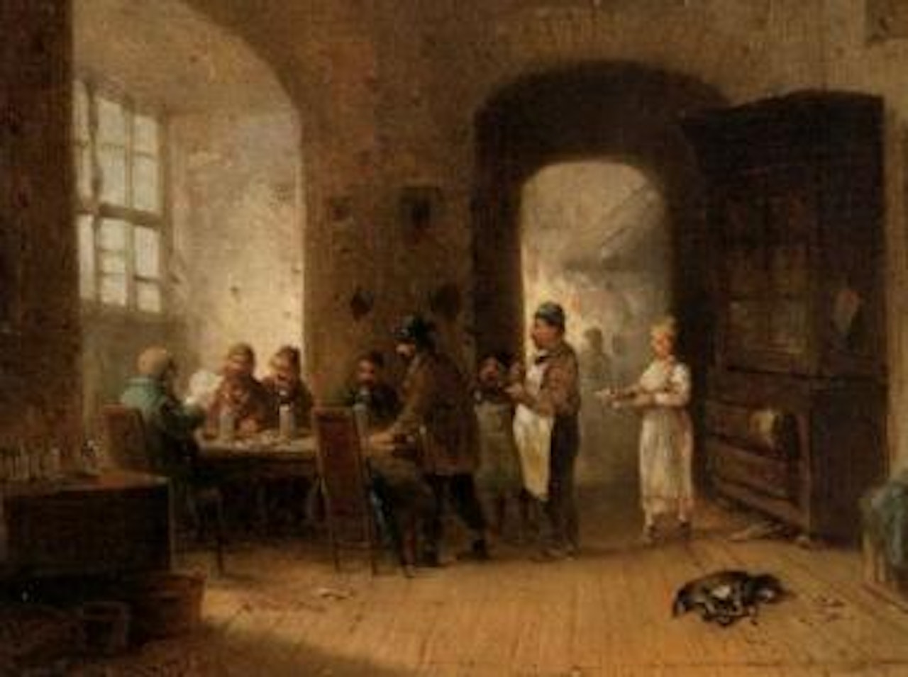 Inn interior with figures by Anton Doll