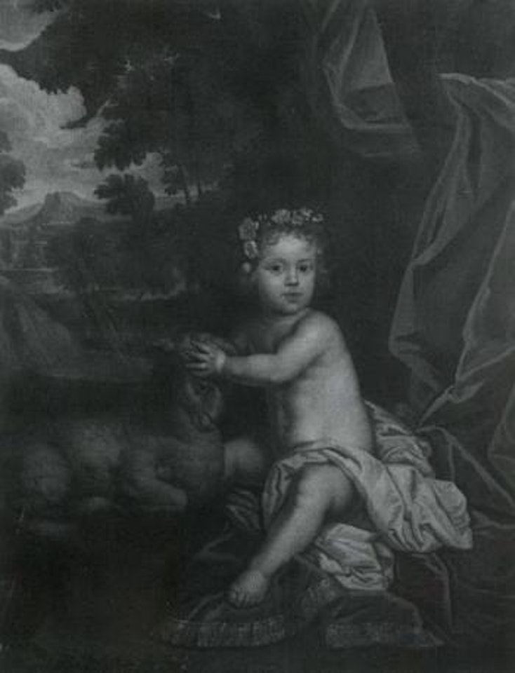 Portrait of Princess Isabella wearing crown of roses and holding lamb by Sir Peter Lely