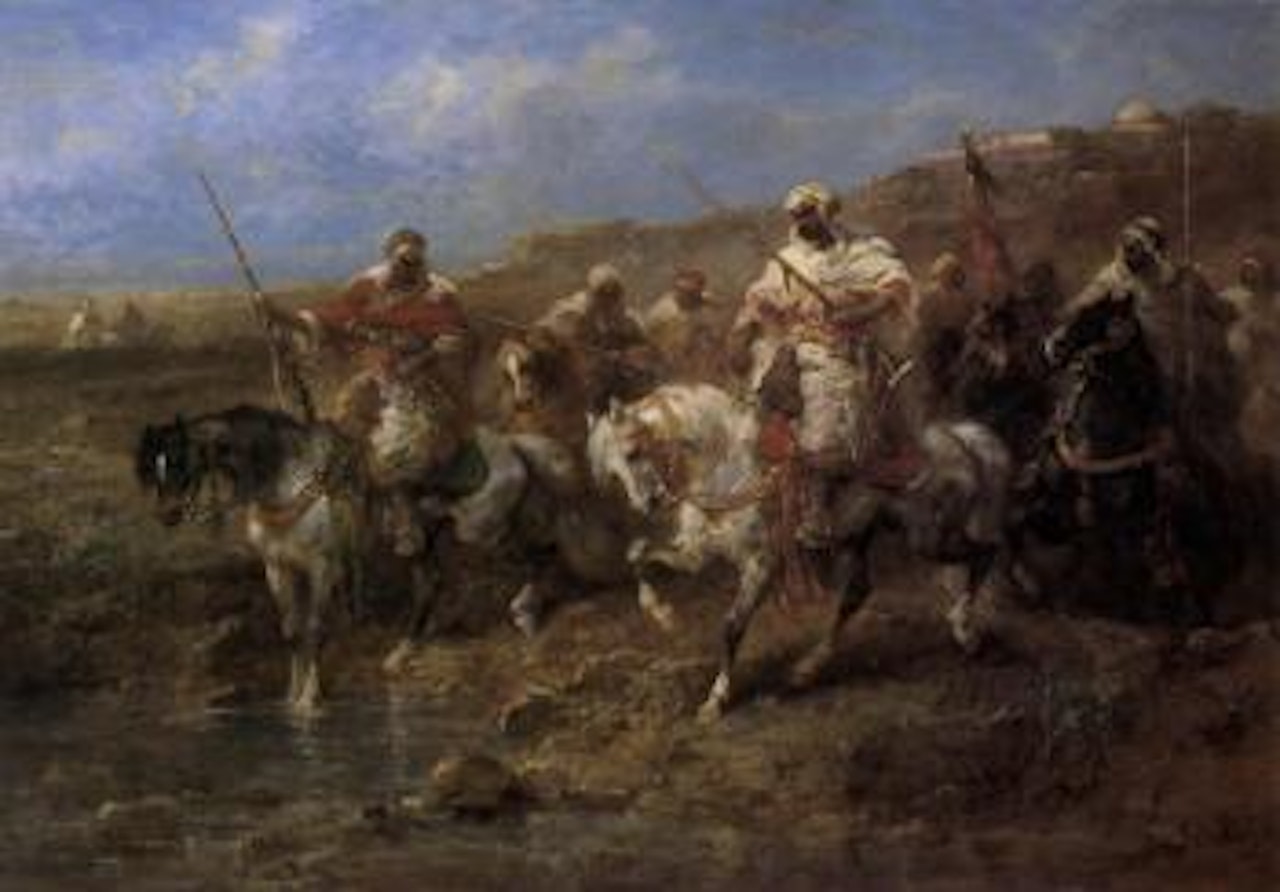 Arab riders landscape by Adolf Schreyer