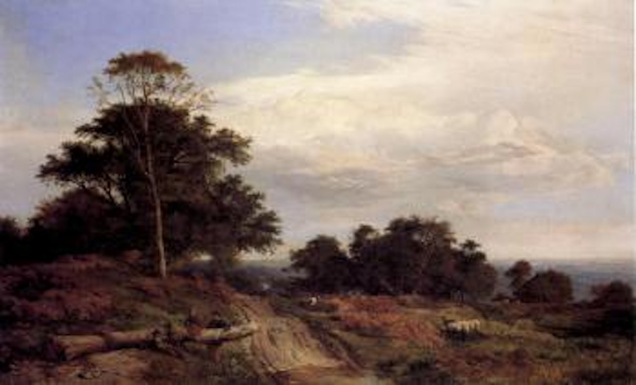 Children tending flock in Surrey hills by Sidney Richard Percy