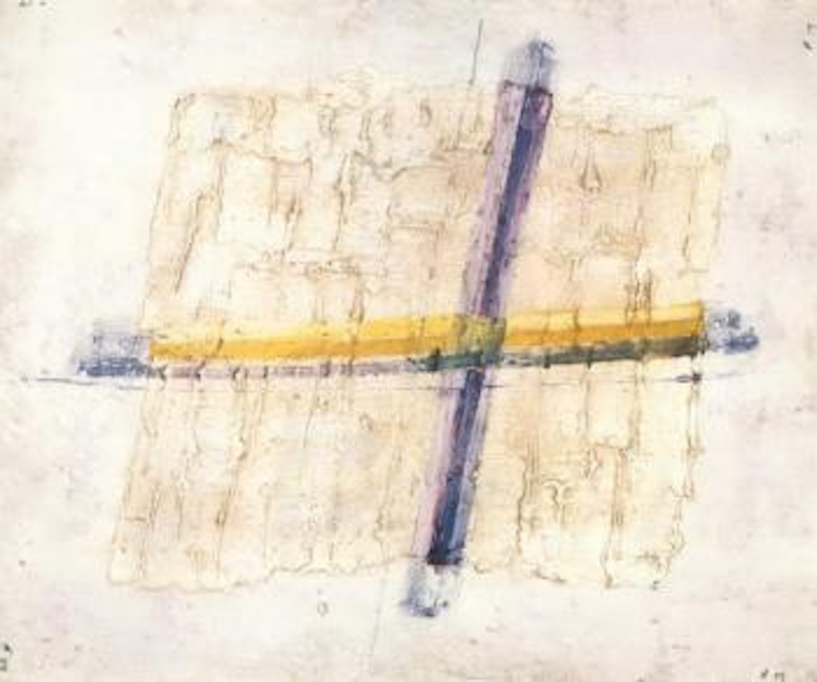 Construction en croix, tableau a 4 cotes by Jean Fautrier