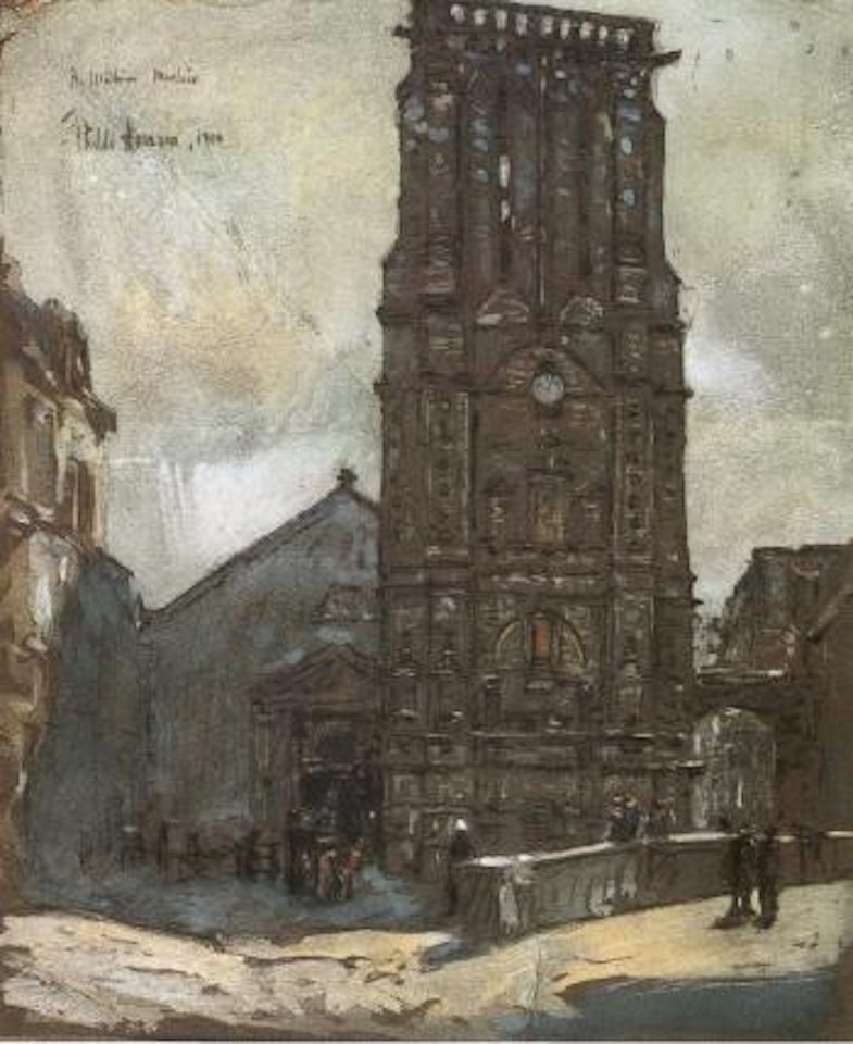 Church in winter by Childe Hassam