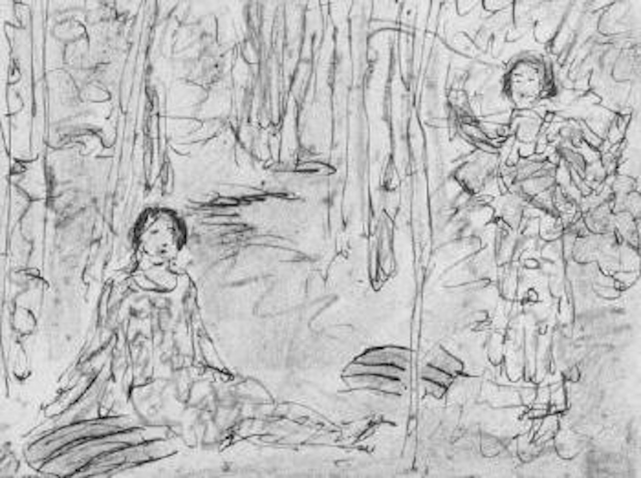 Girls in a wood by George Leslie Hunter