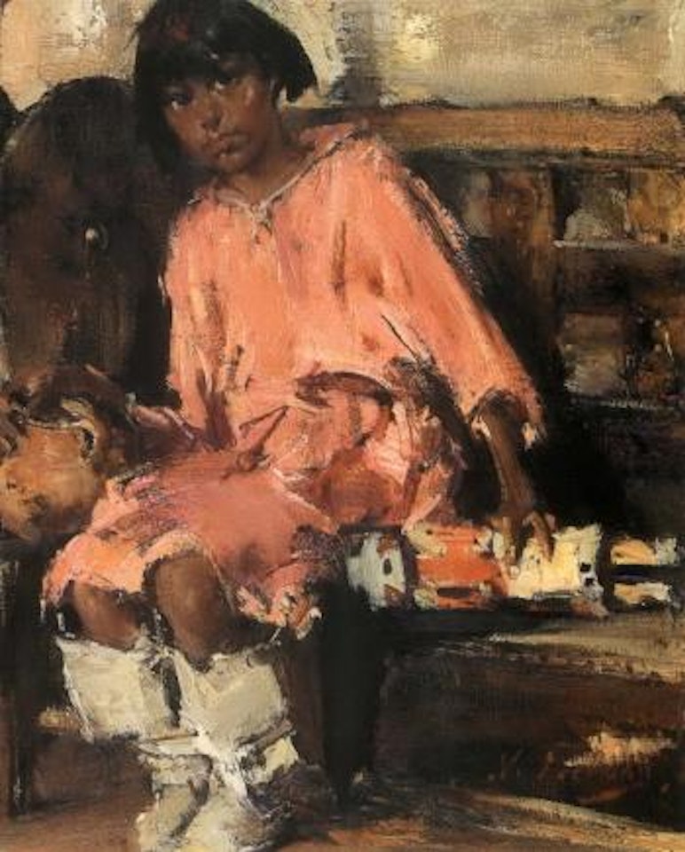 Manuelita with kachina by Nicolai Fechin
